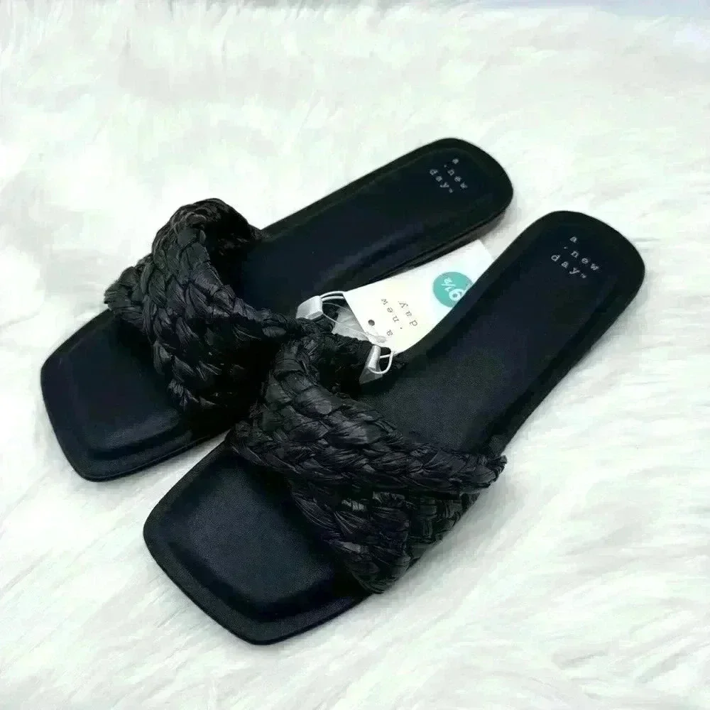 A New Day Nicolette Black Sandals Size 9.5